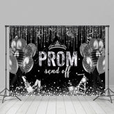 Aperturee - Aperturee Black Silver Balloon Prom Send Off Grad Backdrop